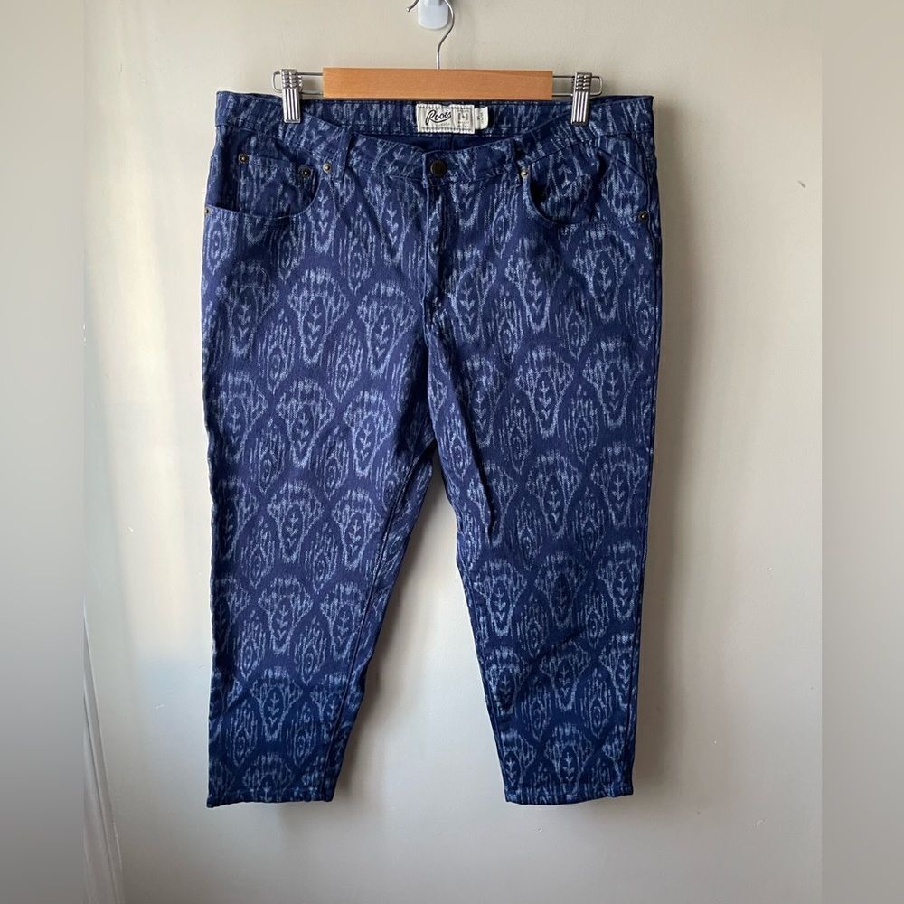 Root blue western Aztec cotton ankle jean pants size 31
